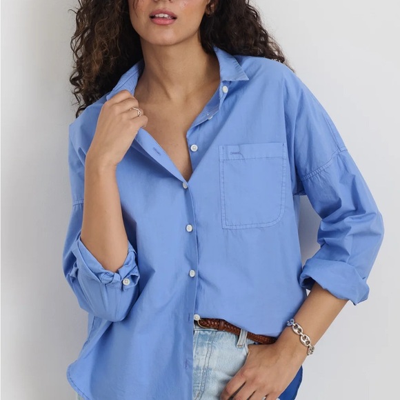 Women's Blue Button-Up Shirt - Picture 1 of 4